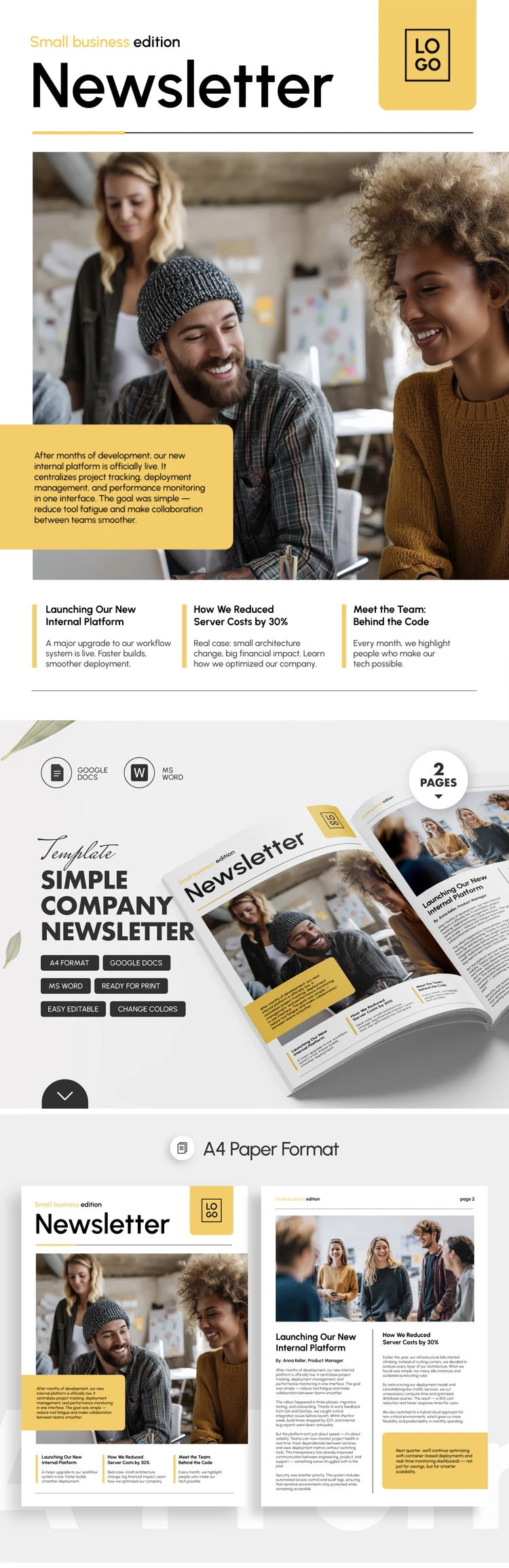 Modèle de bulletin d'information simple pour les petites entreprises - free Google Docs Template - 10071974