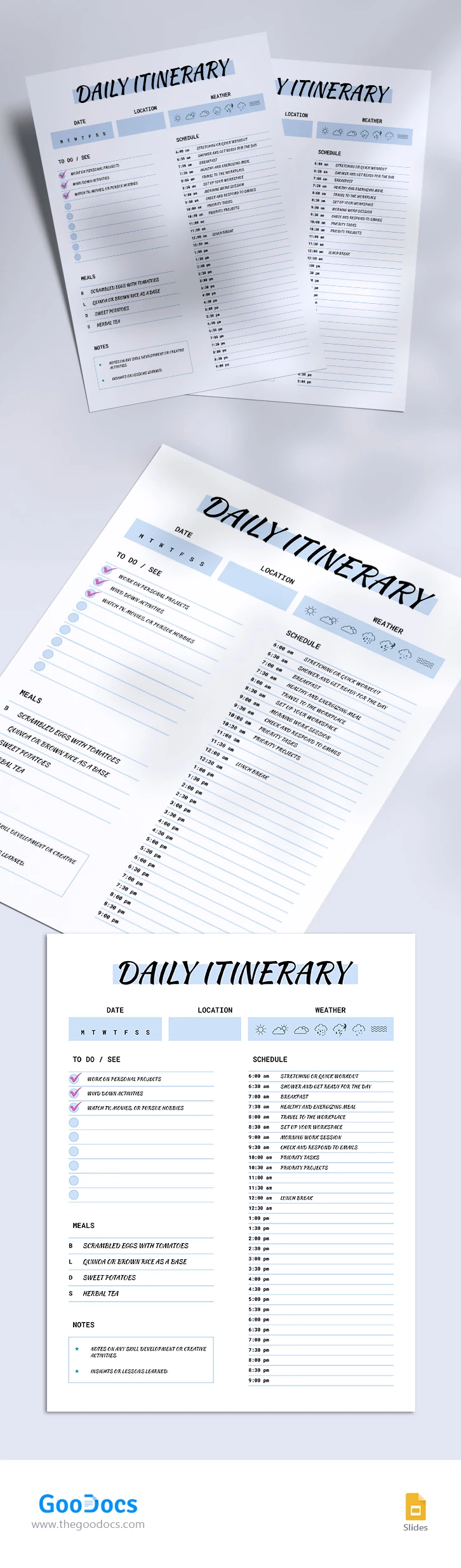 Simple Daily Itinerary - free Google Docs Template - 10067427
