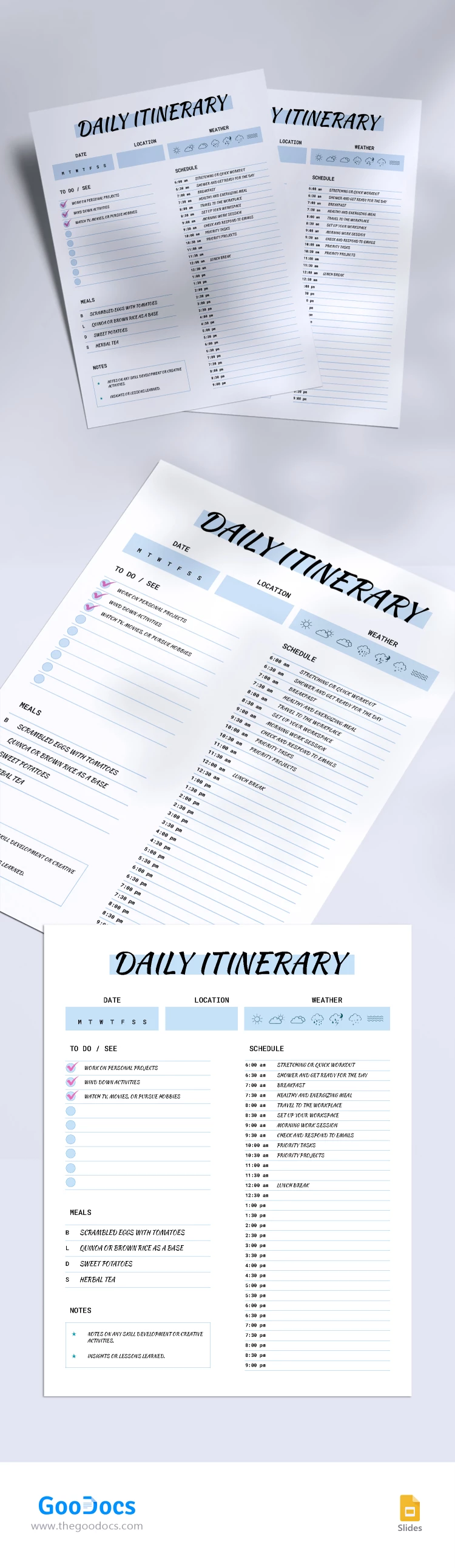 Itinerario diario simple - free Google Docs Template - 10067427