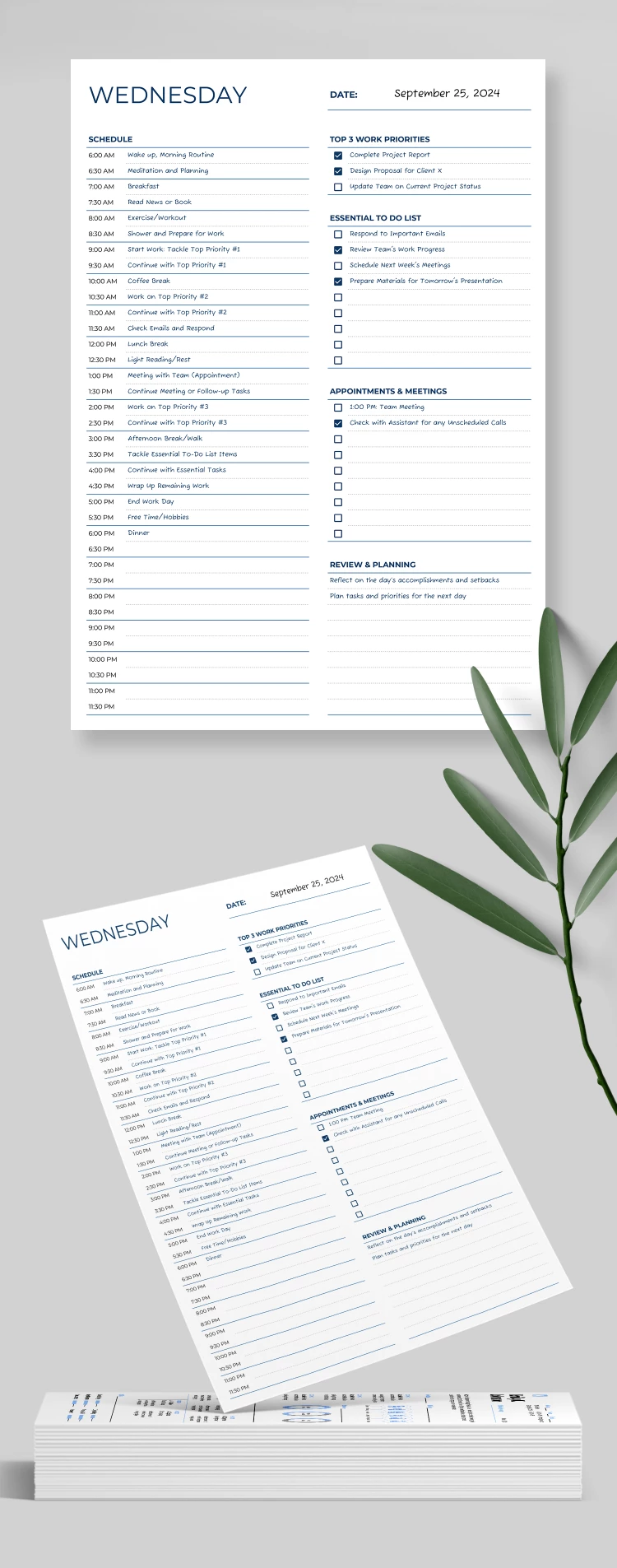 Horaire quotidien simple - free Google Docs Template - 10068748