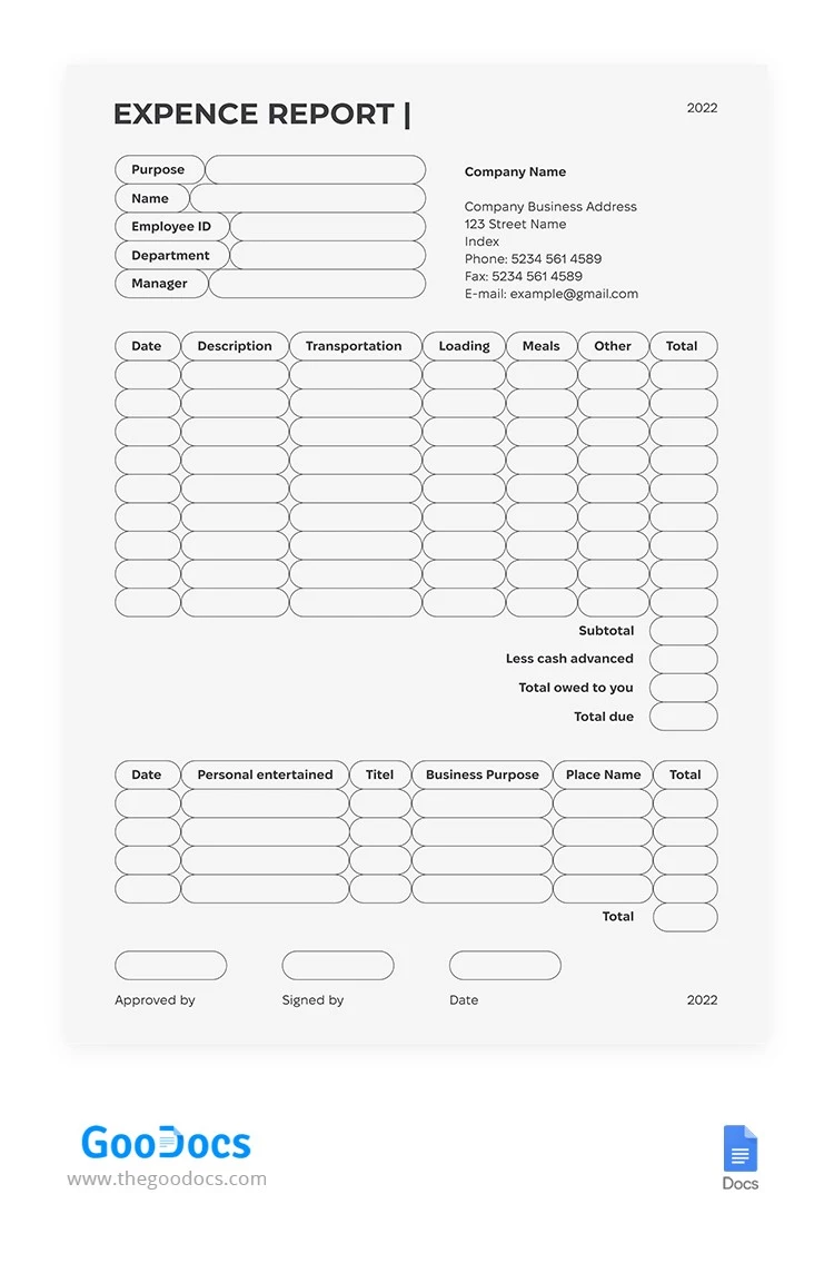Simple Expense Report - free Google Docs Template - 10065157