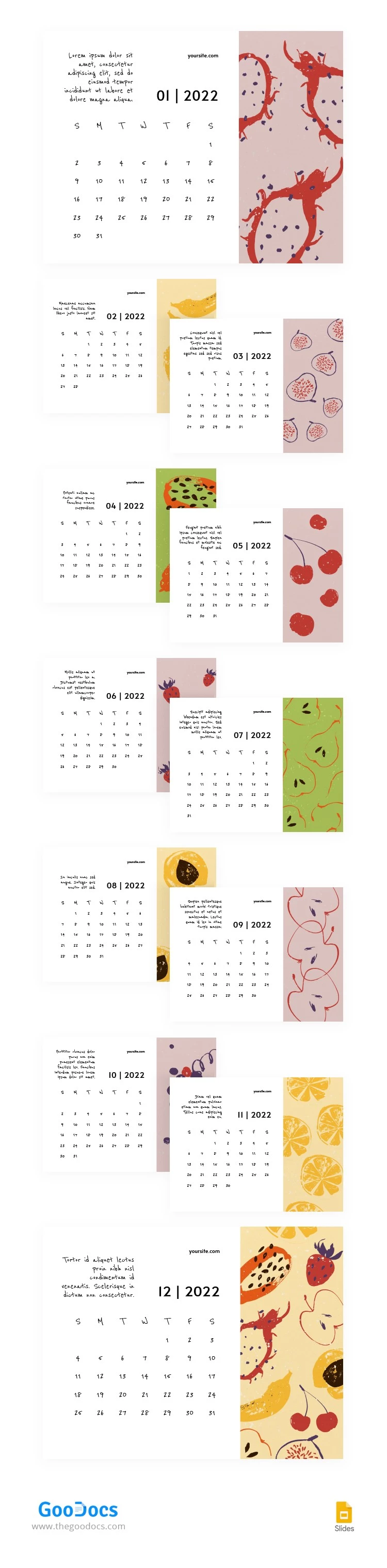 Calendario de Frutas Simples - free Google Docs Template - 10063060