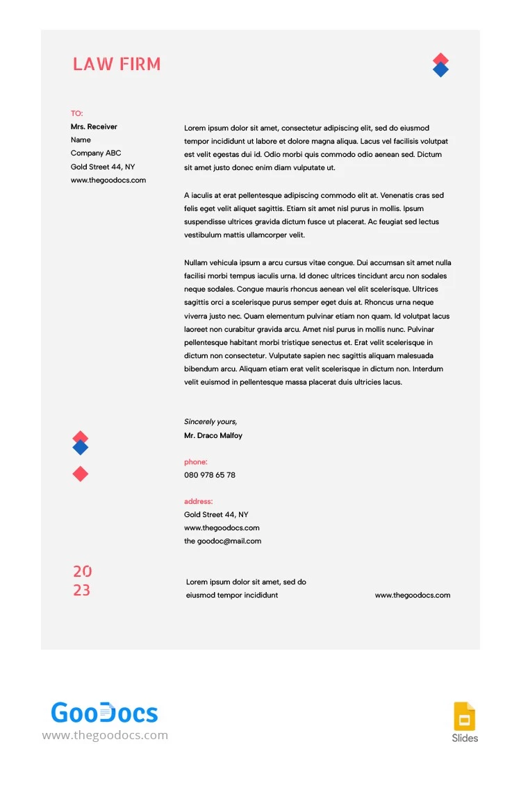 Carta intestata semplice dello Studio Legale Grey. - free Google Docs Template - 10065267