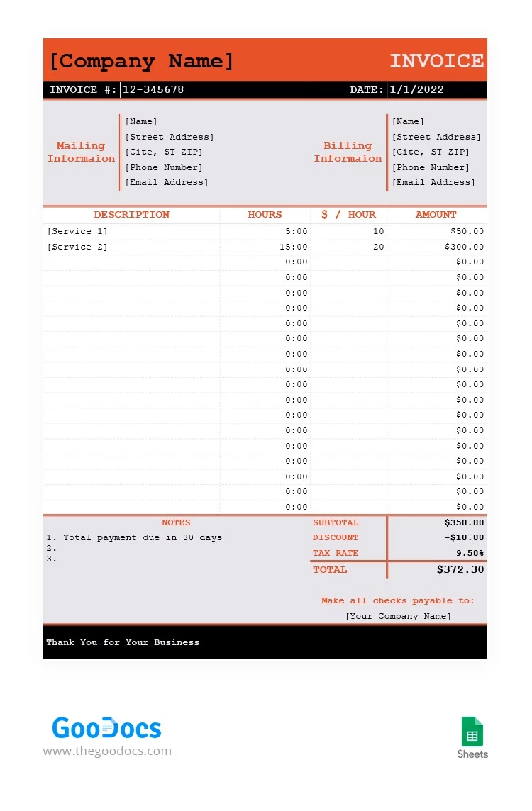 Simple Invoice - free Google Docs Template - 10062202