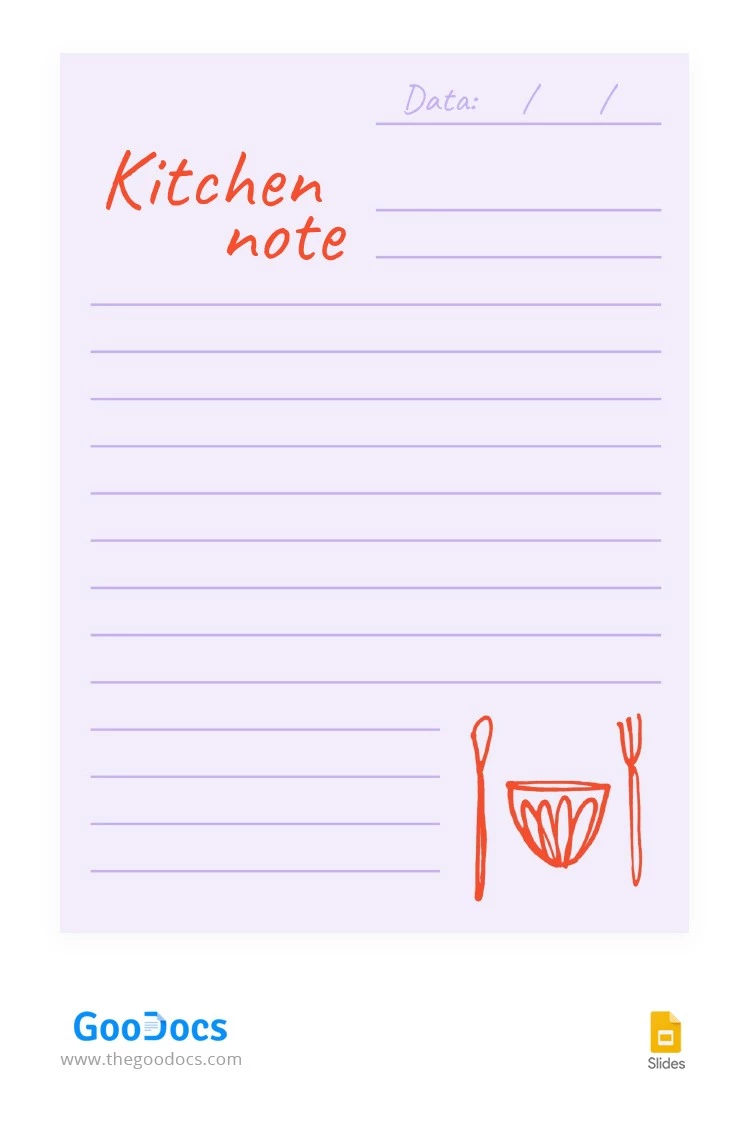Simple Kitchen Note - free Google Docs Template - 10062692