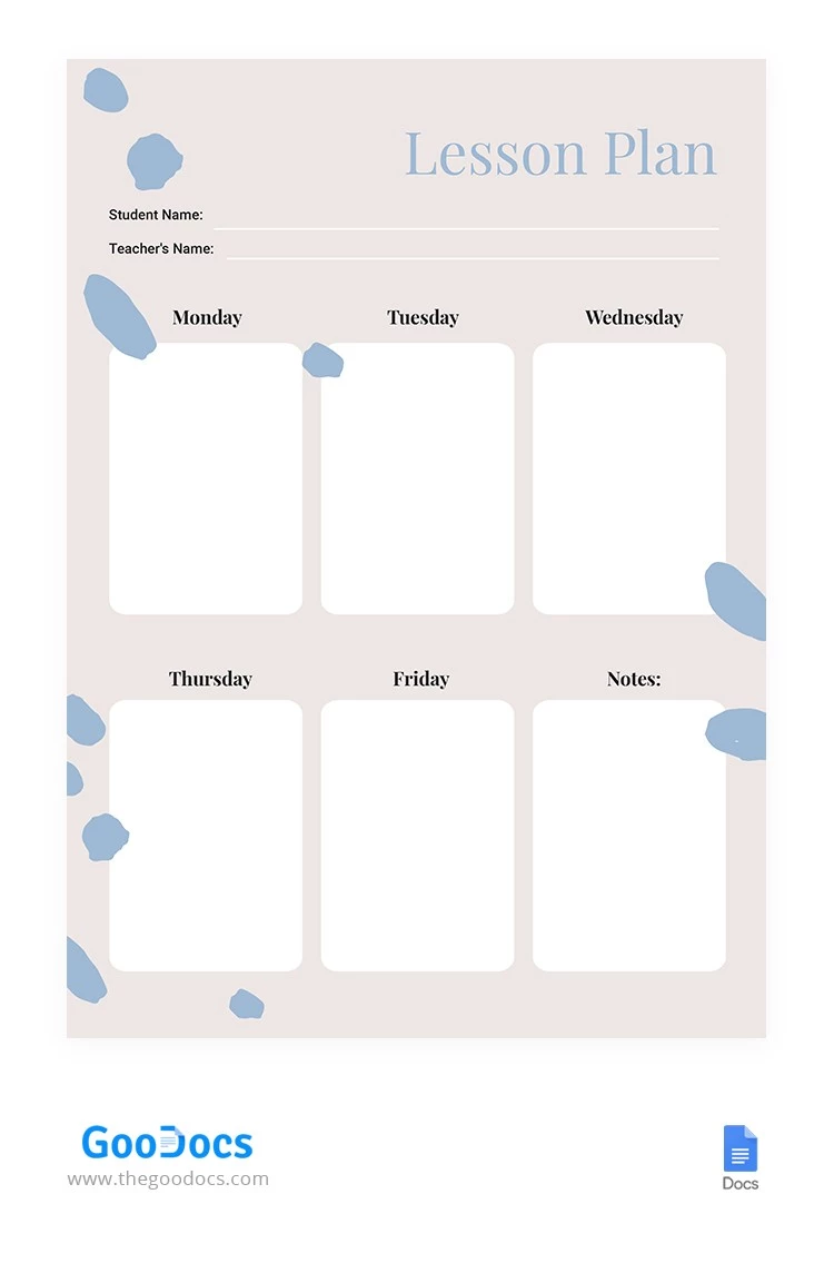 Piano di lezione semplice e cremoso - free Google Docs Template - 10062320