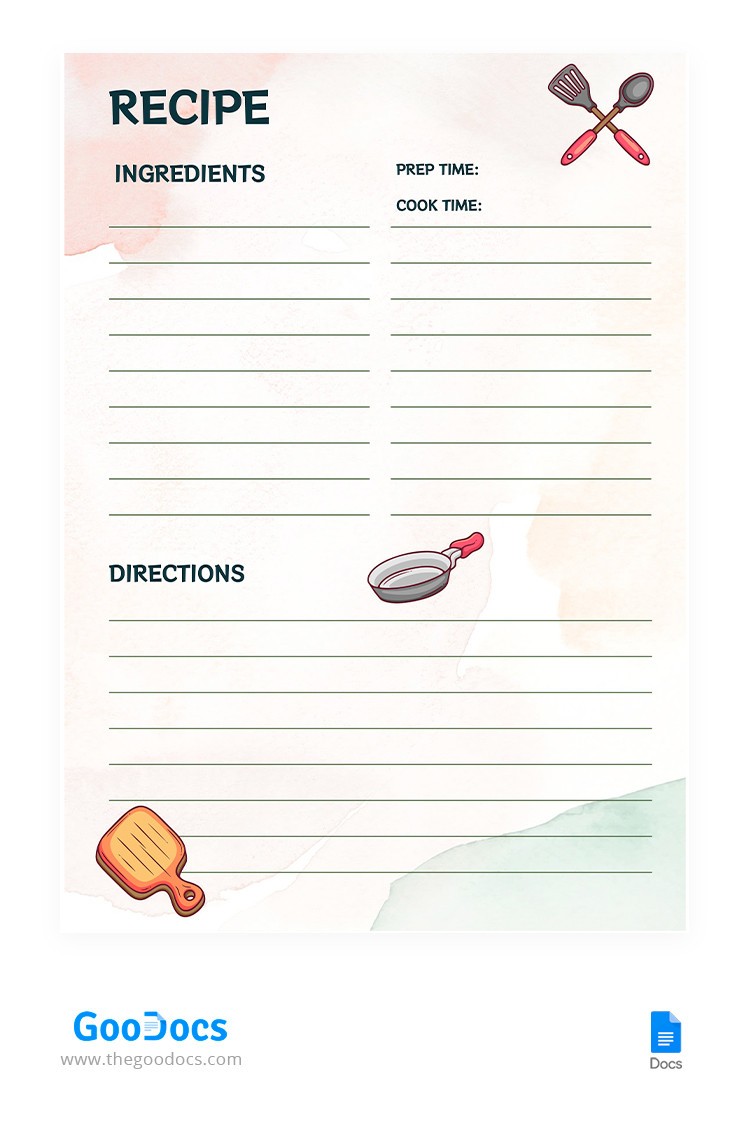 Recipe Template Printable Doc Recipe Template Printable Doc