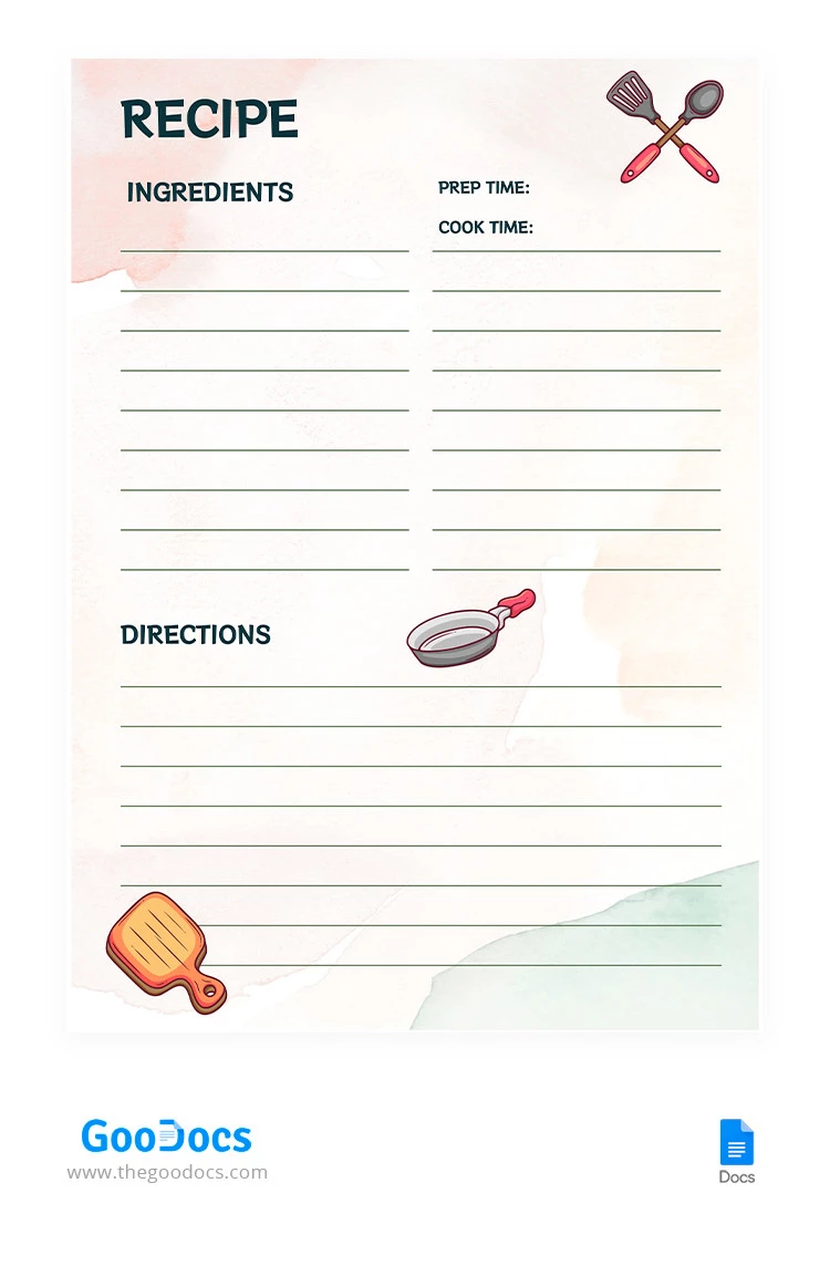 Simple Light Recipe - free Google Docs Template - 10065384