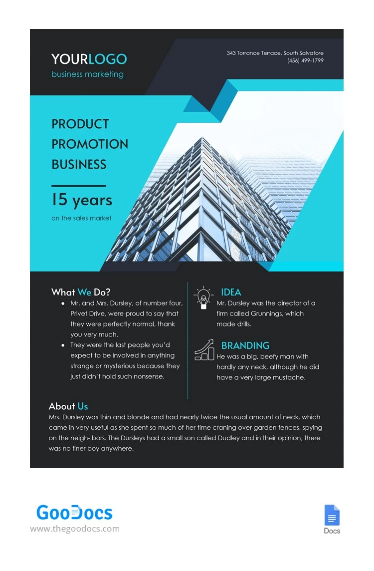 Einfacher Marketing-Handout-Flyer - free Google Docs Template - 10063389