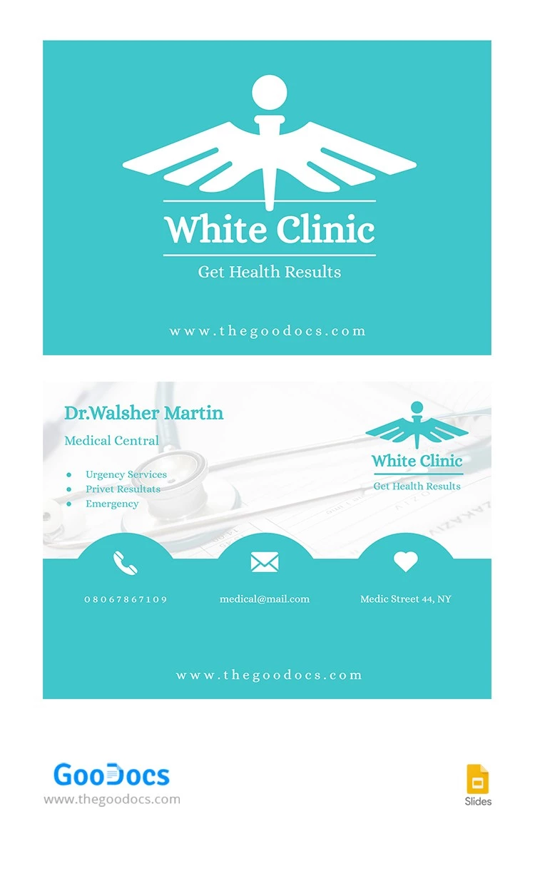 Einfache medizinische Visitenkarte - free Google Docs Template - 10064991