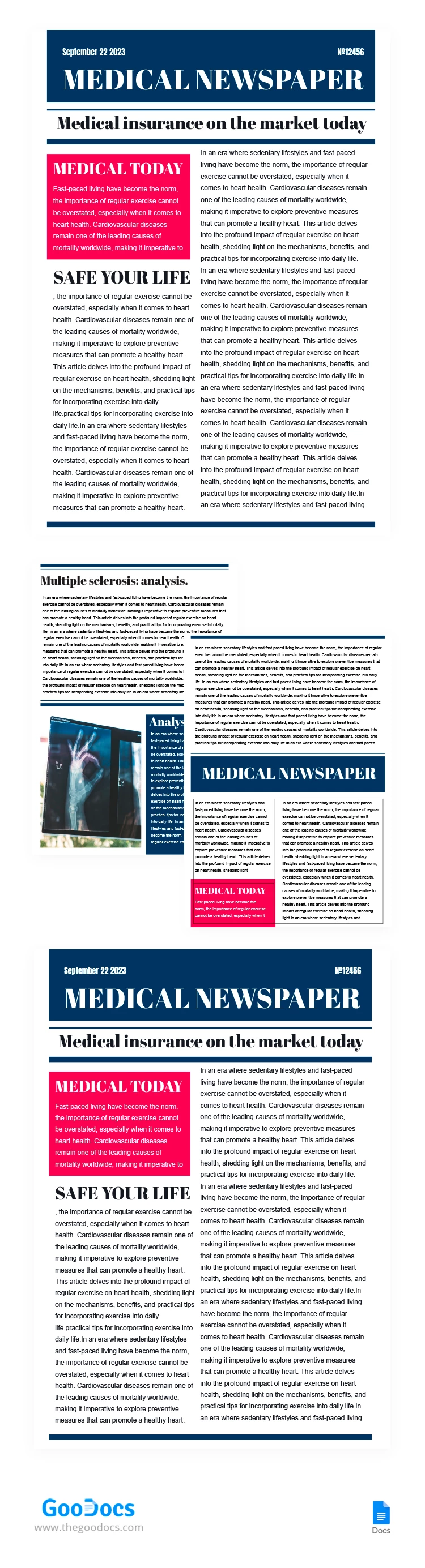 Periódico médico simple - free Google Docs Template - 10067110