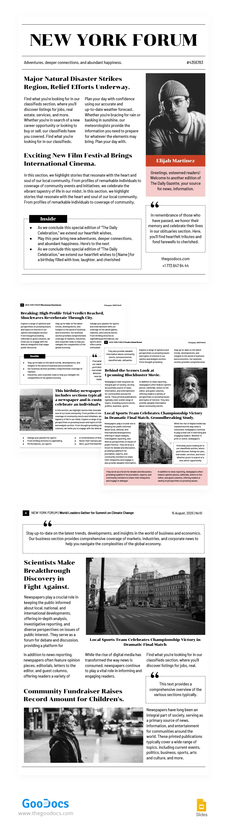 Simple Newspaper - free Google Docs Template - 10068560