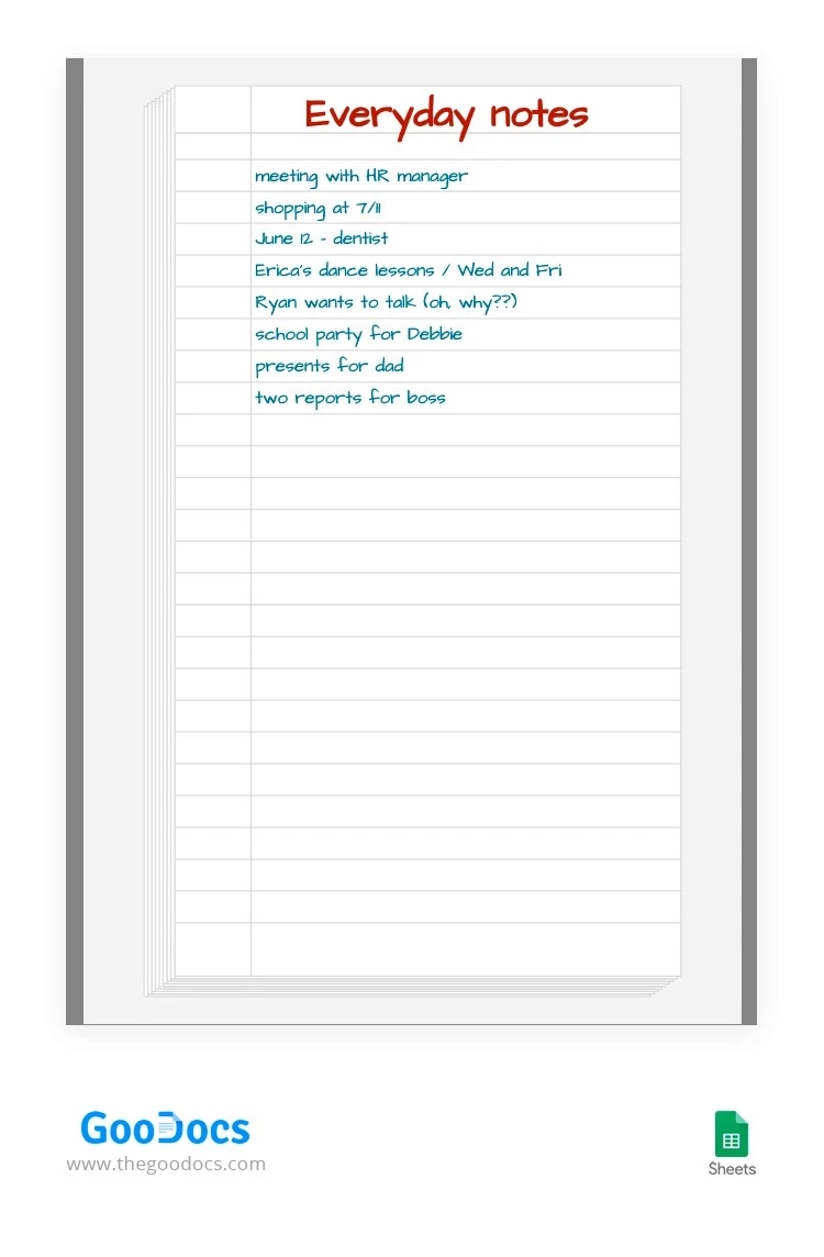 Semplici note quotidiane in stile classico - free Google Docs Template - 10064101