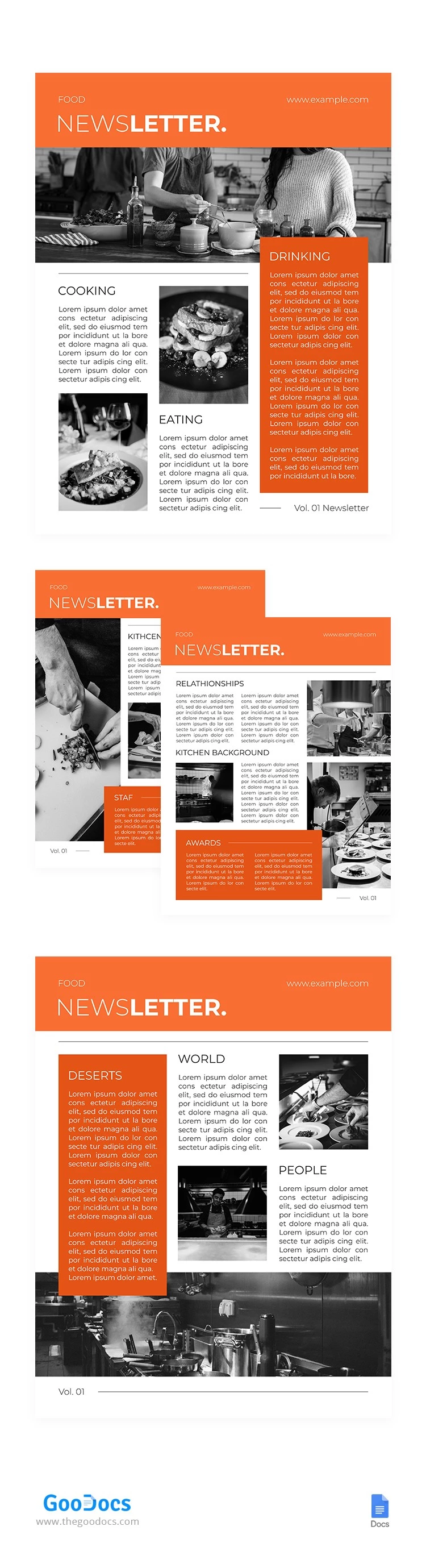 Newsletter mensile di cibo semplice all'arancia - free Google Docs Template - 10066007