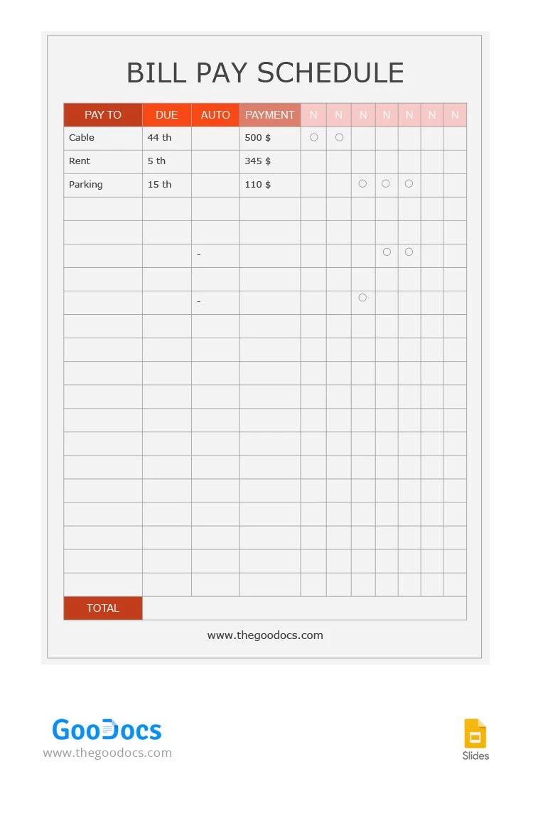 Cronograma de Pagamentos Simples - free Google Docs Template - 10064990