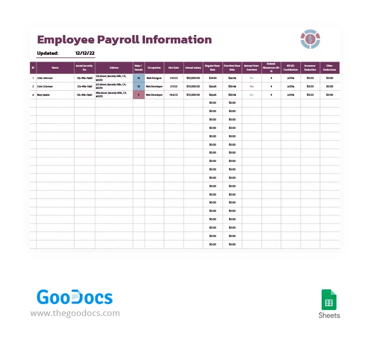 Semplice Payroll - free Google Docs Template - 10062826