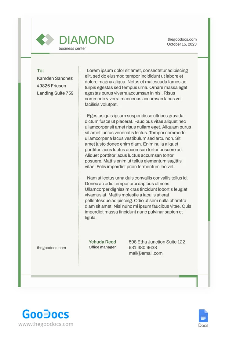 Simple Professional Letterheads - free Google Docs Template - 10065465