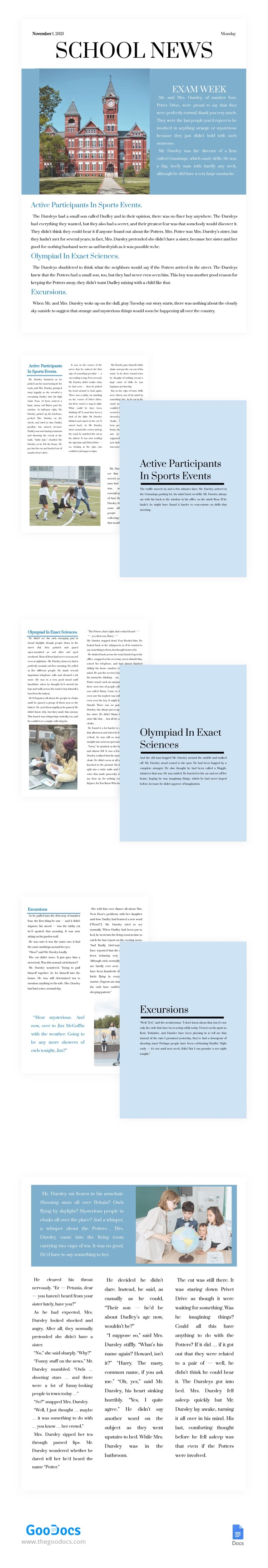 Jornal Escolar Profissional Simples - free Google Docs Template - 10062205