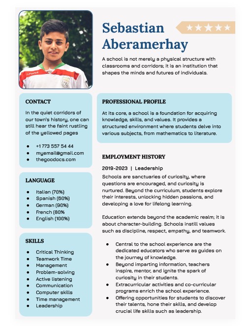 Free School Resume Template in Google Docs and Microsoft Word ...