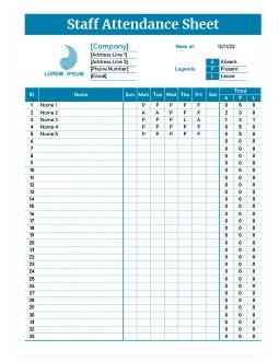 Free Simple Staff Attendance Sheet Template In Google Docs