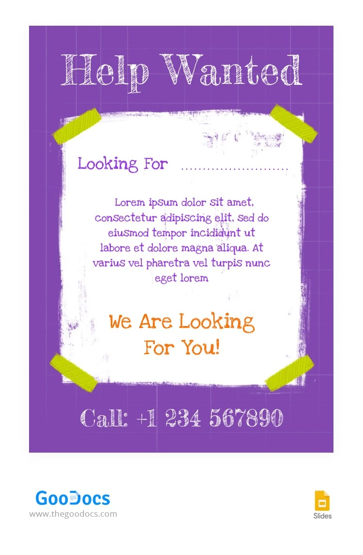 Cartel de ayuda buscando de color violeta y sencillo. - free Google Docs Template - 10066123