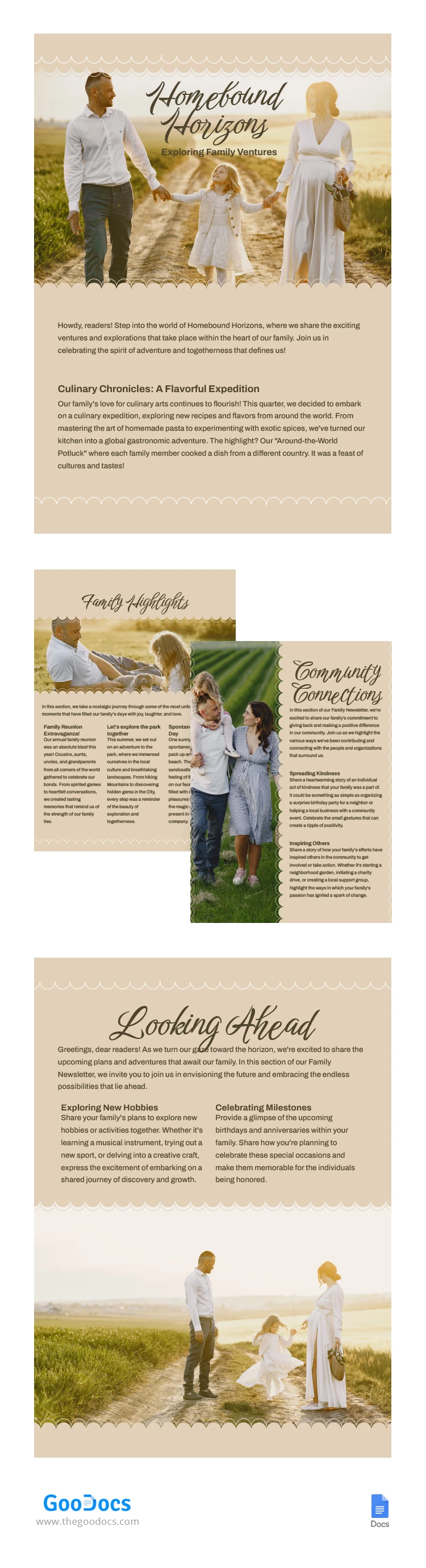 Simple Warm Family Newsletter - free Google Docs Template - 10066662