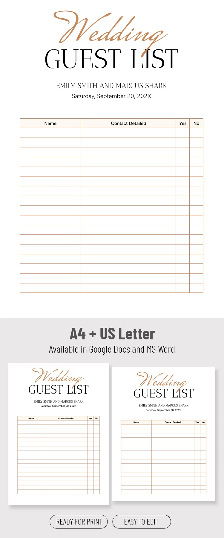 Simple Wedding Guest List Template - free Google Docs Template - 10071398 Simple Wedding Guest List Template - free Google Docs Template - 10071398