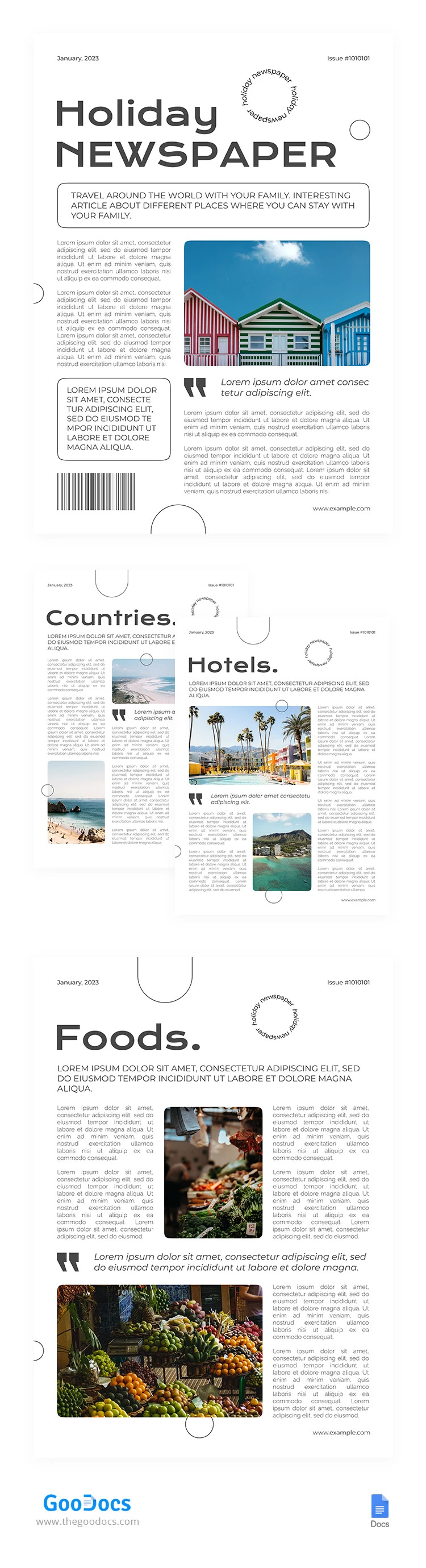 Periódico con temática de Vacaciones Simples y en Blanco. - free Google Docs Template - 10065378