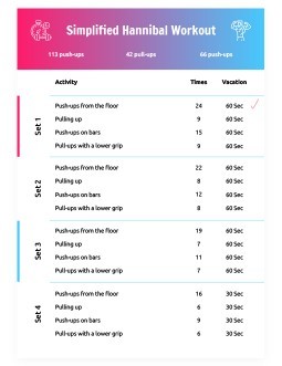 Weekly fitness schedule Template