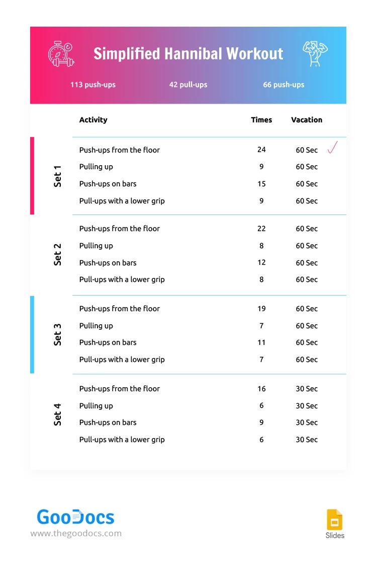 Vereinfachter Trainingsplan - free Google Docs Template - 10064402