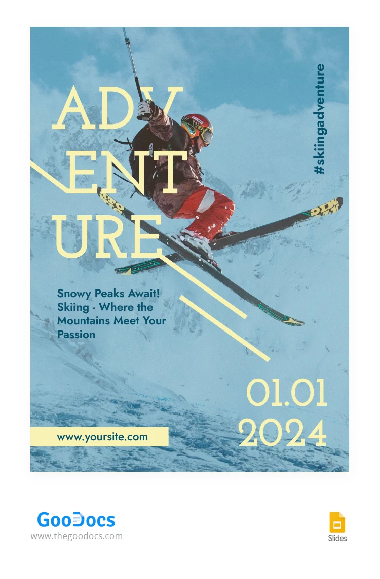 Affiche sportive de ski - free Google Docs Template - 10067230