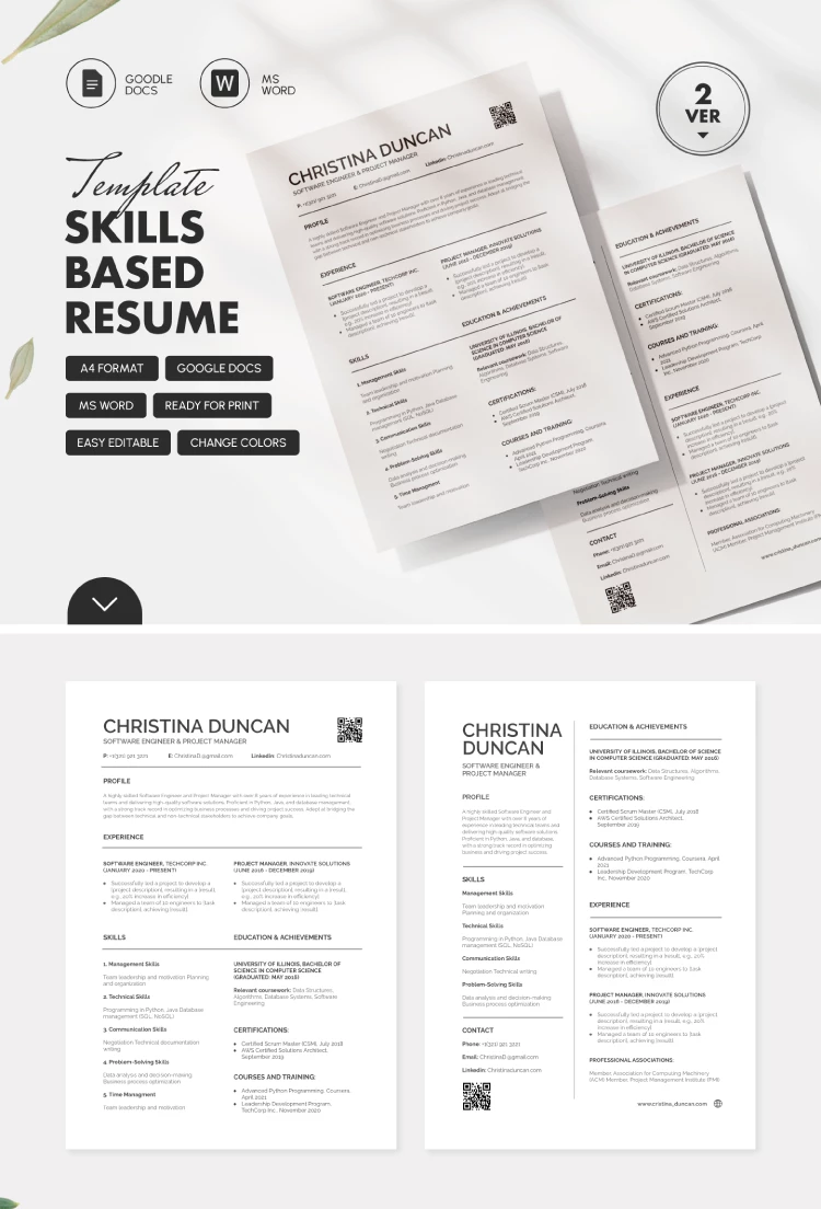 Skills Based Resume - free Google Docs Template - 10069127