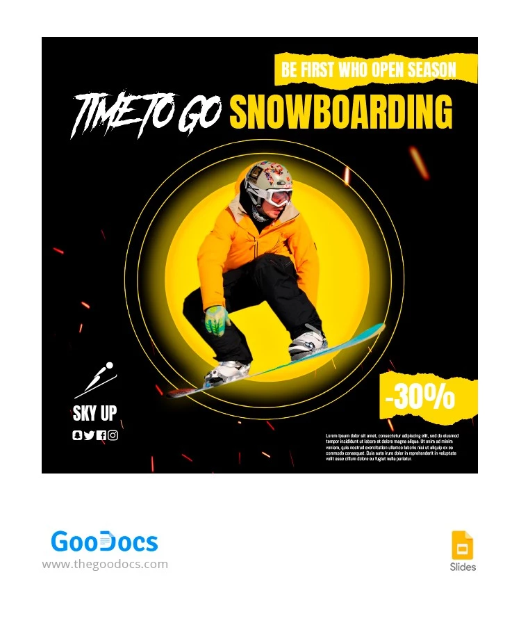 Publicación de Instagram sobre snowboarding. - free Google Docs Template - 10064623