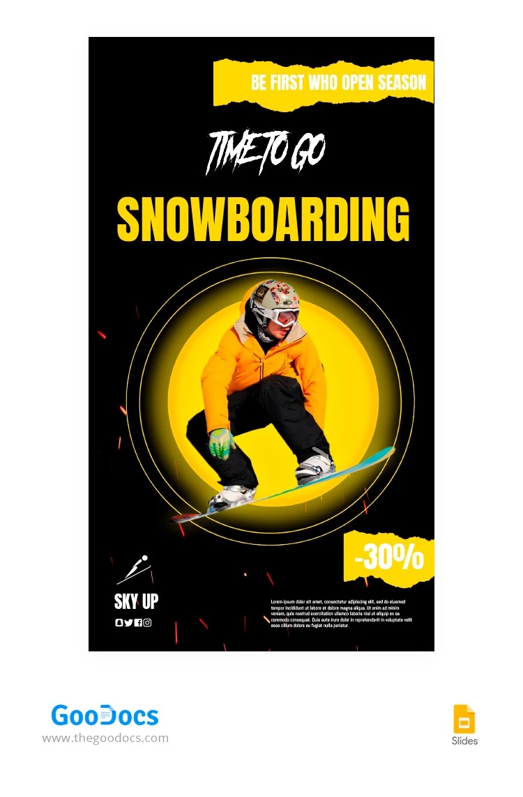 Histoire Instagram de snowboard - free Google Docs Template - 10064626