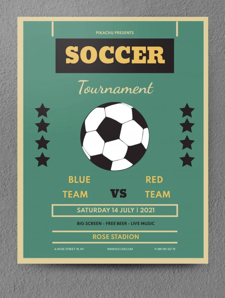 Illustrated Soccer Flyer - free Google Docs Template - 10061853