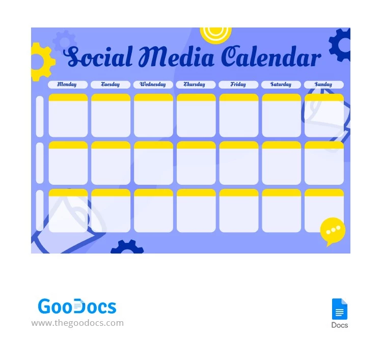 Calendário de mídias sociais - free Google Docs Template - 10064619