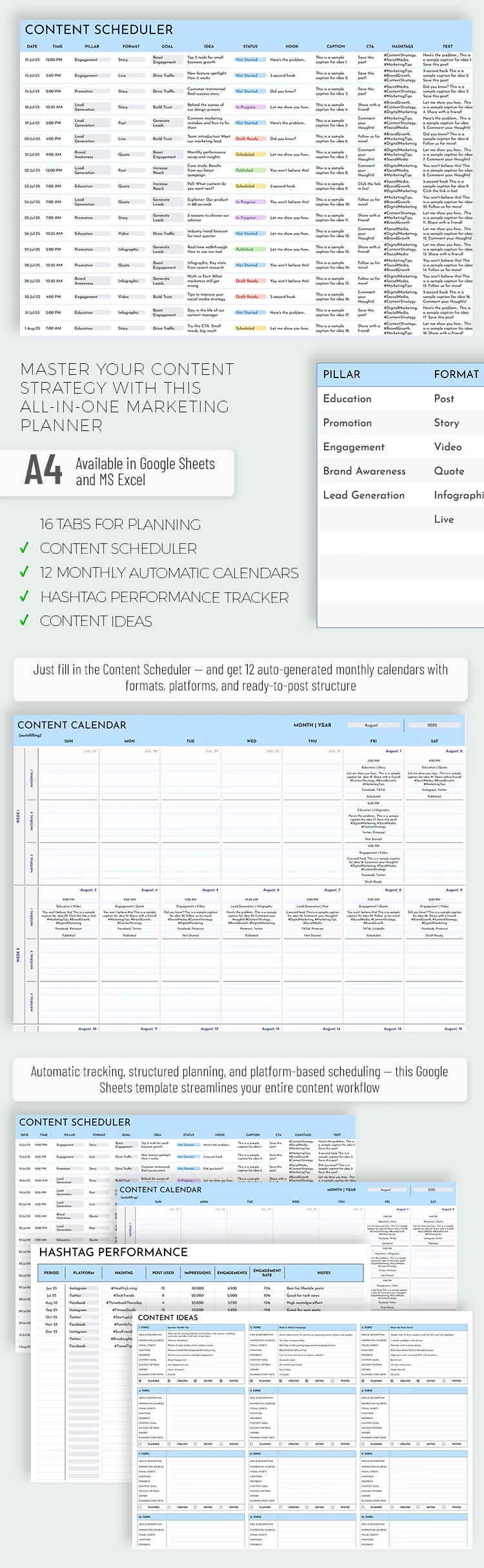 Social Media Calendar Template for Marketers - free Google Docs Template - 10071577
