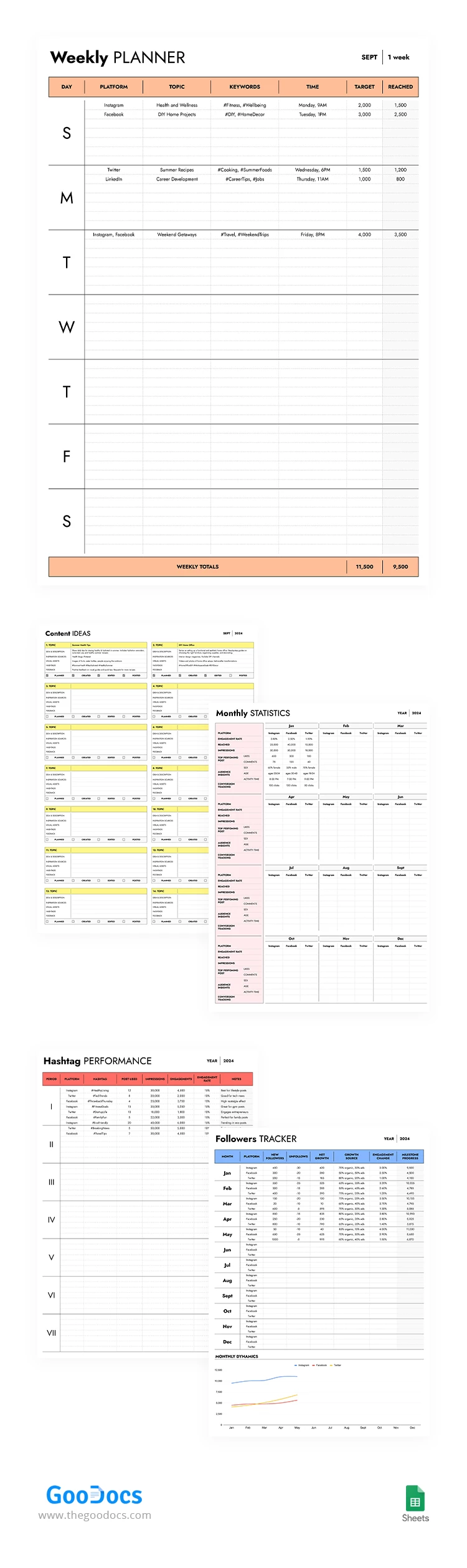 Planificador de redes sociales - free Google Docs Template - 10068754