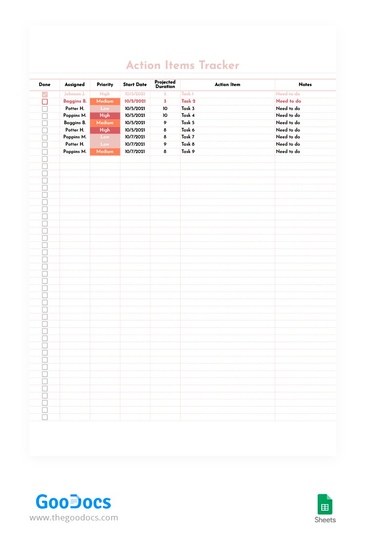 Action Items Tracker Template › Action Item Tracker Template