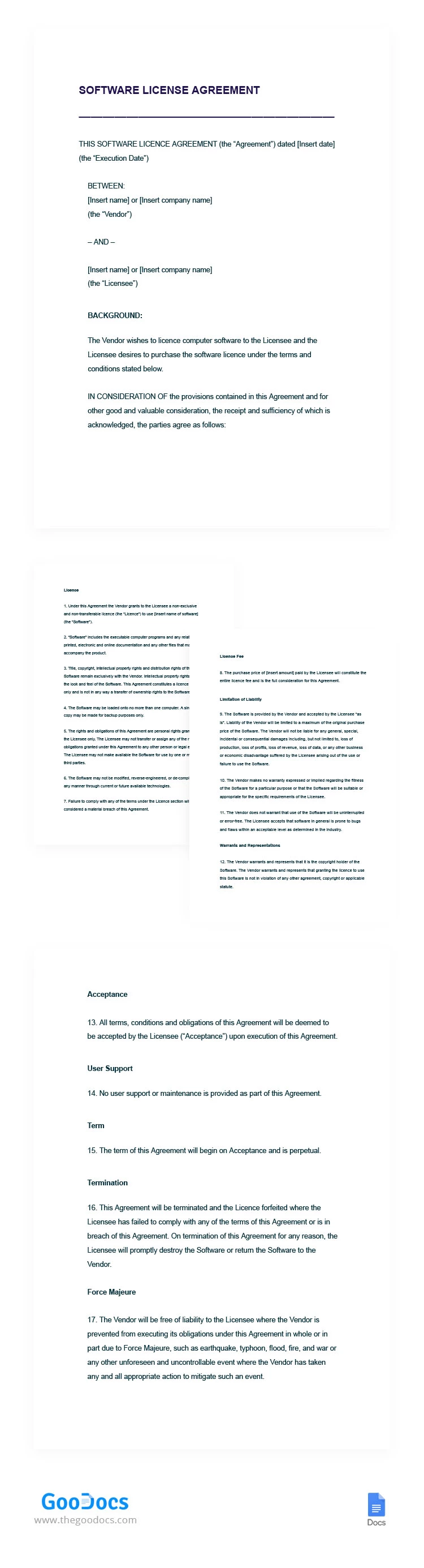 Software License Agreement - free Google Docs Template - 10066523
