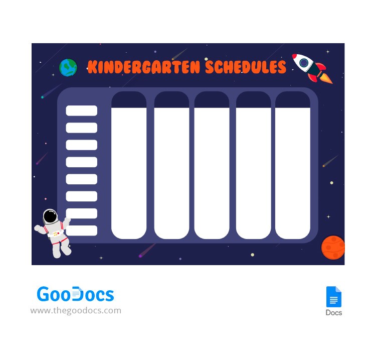 Space Kindergarten Class Schedule Template In Google Docs