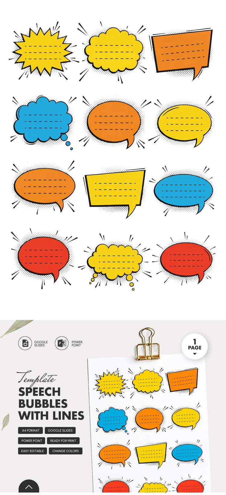 Bulles de discours avec lignes - free Google Docs Template - 10072341