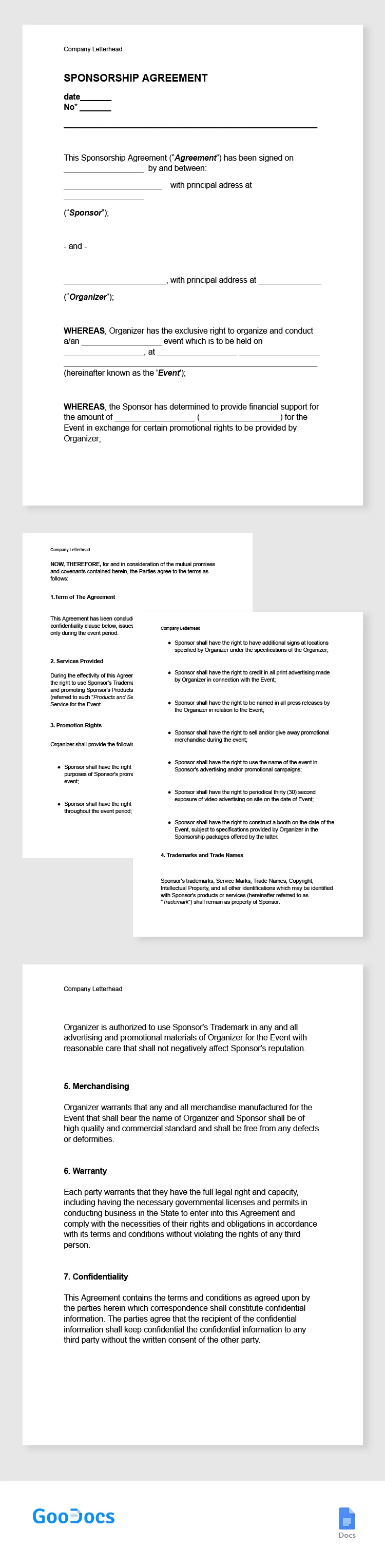 Sponsorship Agreement - free Google Docs Template - 10065351