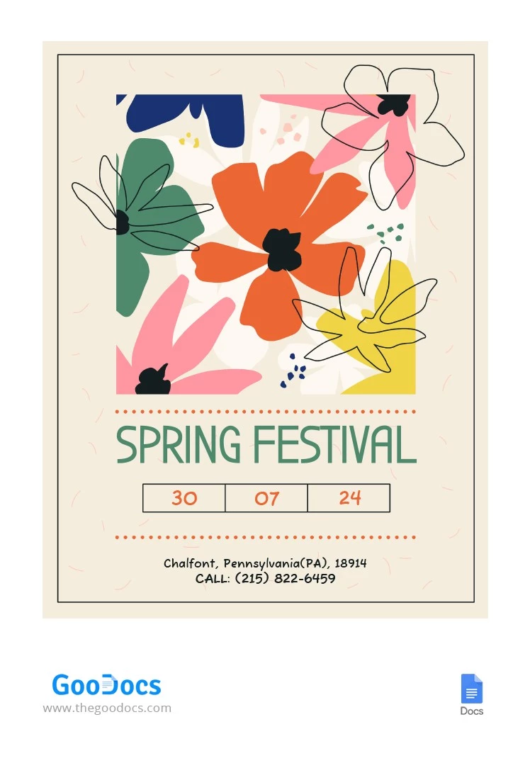 Panfleto do Festival da Primavera - free Google Docs Template - 10065288