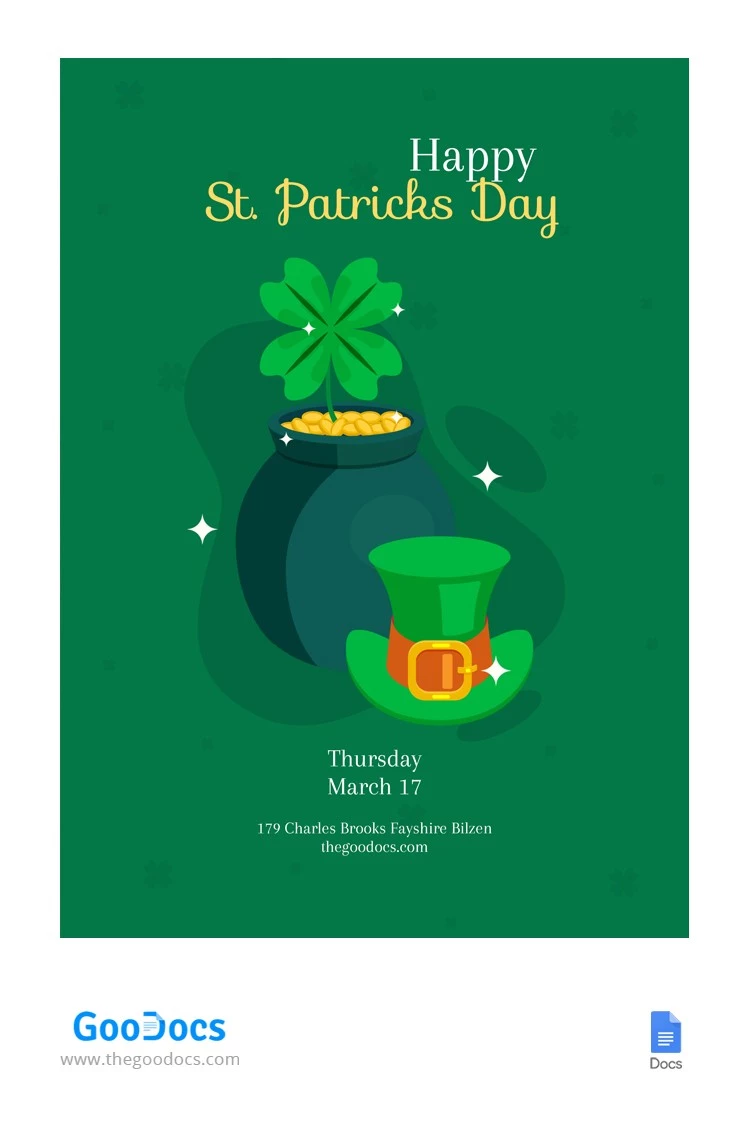 St. Patricks Day Poster

St. Patricks Day Poster - free Google Docs Template - 10063519
