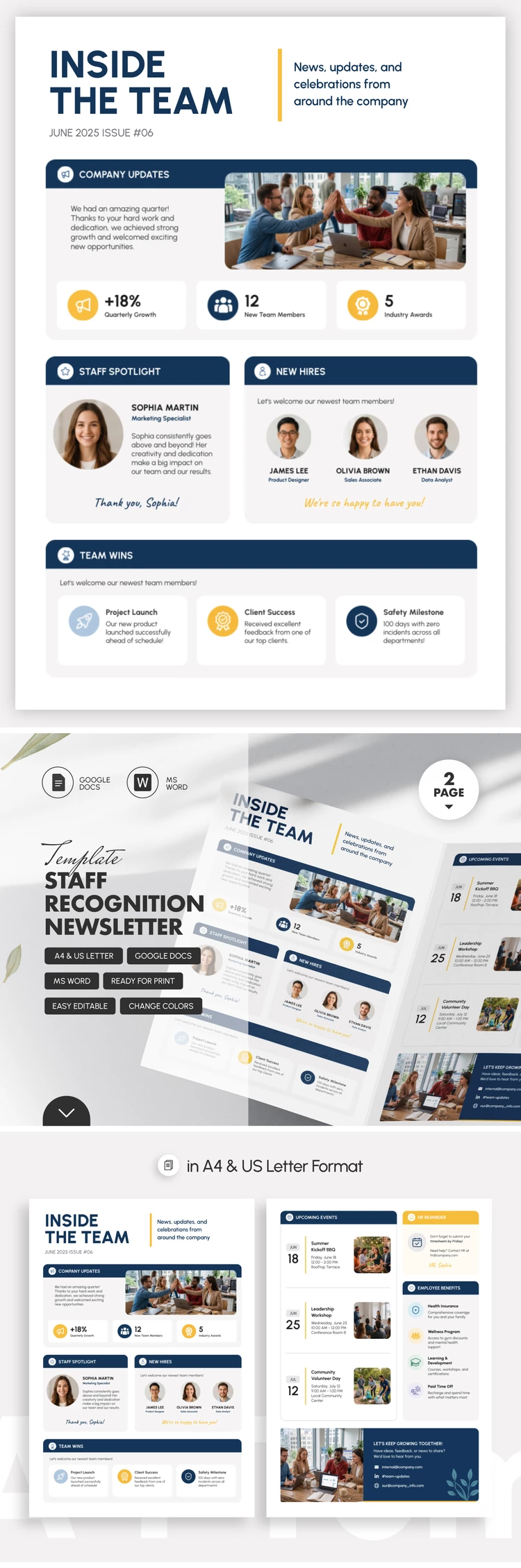 Preview of Staff Recognition Newsletter Template for Google Docs and Microsoft Word