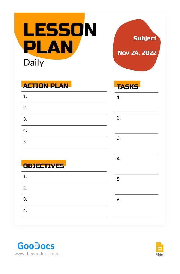 Standard Daily Lesson Plan - free Google Docs Template - 10064883