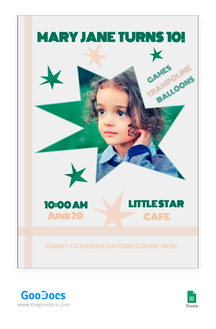 Star Style Birthday Flyer - free Google Docs Template - 10064145