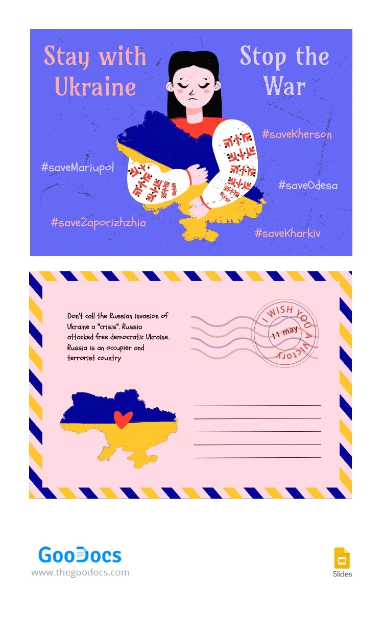 Bleiben Sie bei der Ukraine Postkarte. - free Google Docs Template - 10064000