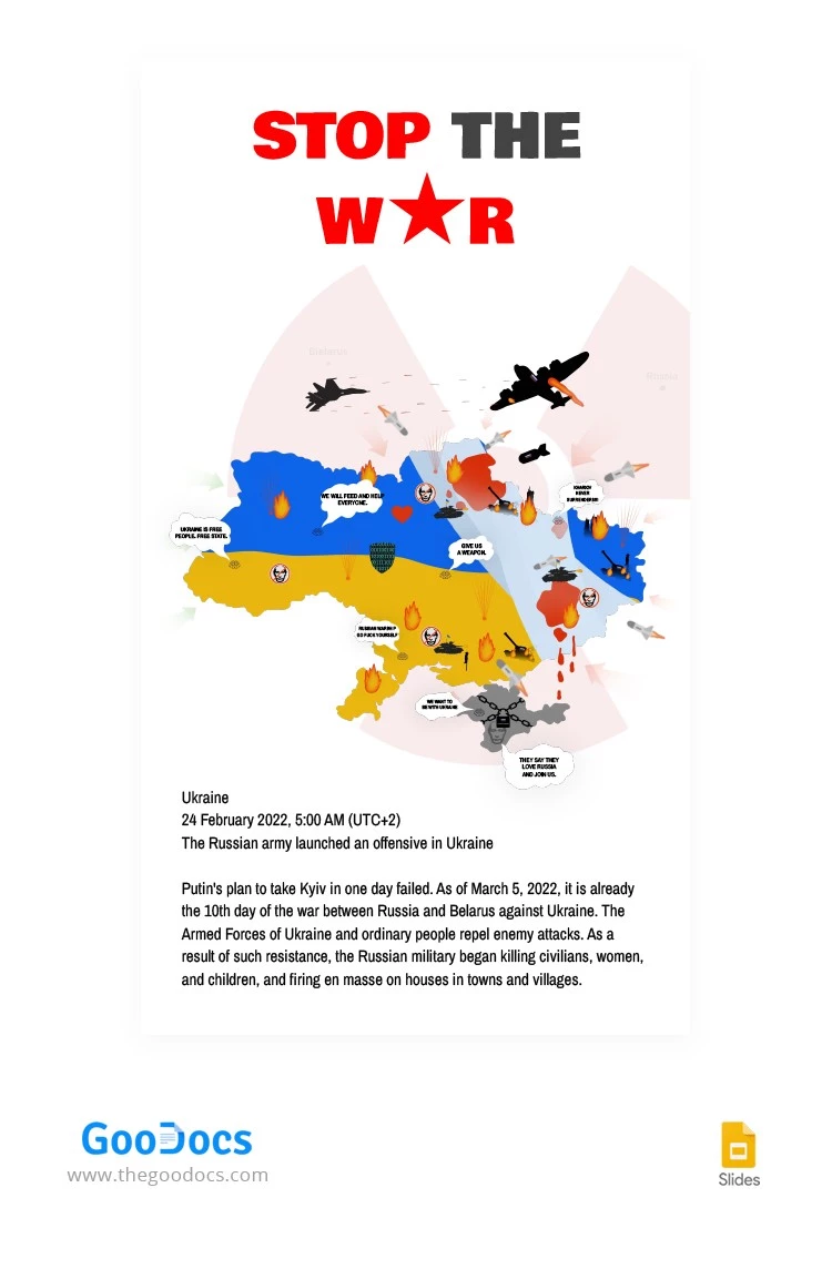 Stoppt die Kriegs-Instagram-Geschichten - free Google Docs Template - 10063648